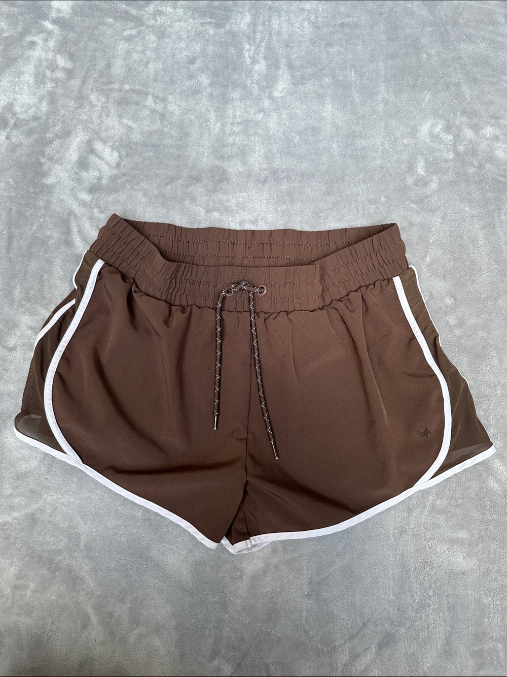Brown Athletic Shorts with White Trim